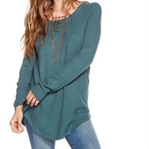 Chaser Teal Blue Thermal Knit Long Sleeve XS